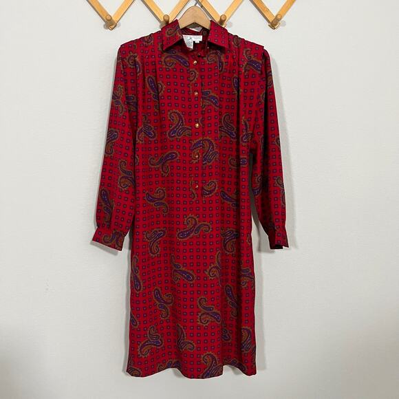 Vintage Schrader Petite Paisley Shirt Dress - Picture 1 of 9